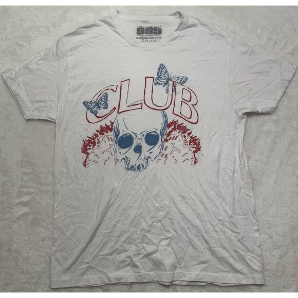 999 Club Juice WRLD White T Shirt Size L Skull Butterflies Brand New - Picture 1 of 4